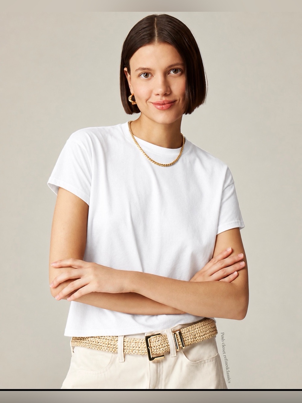 J.Crew Feather jersey cropped T-shirt in white